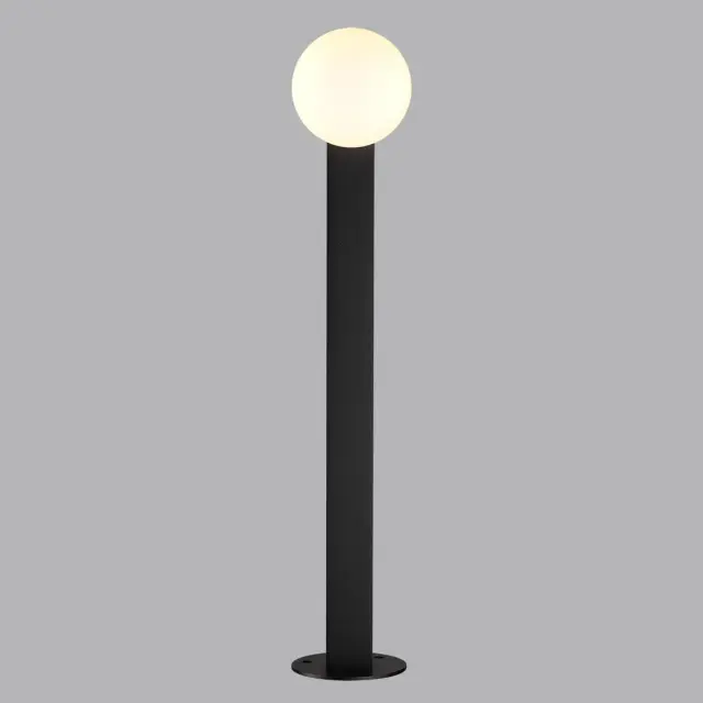 Наземный уличный светильник Odeon Light, черный матовый металл и белый матовый рассеиватель, минималистичный дизайн, ракурс 4