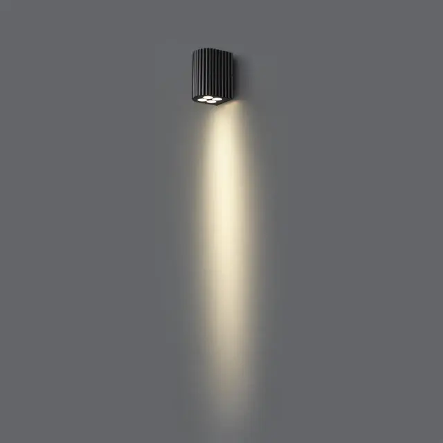 Настенный уличный светильник Odeon Light матовый черный с выразительной рифленой поверхностью и одним источником света, ракурс 4