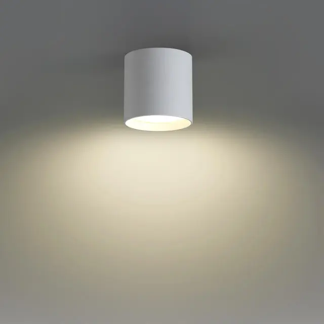 Накладной точечный светильник белого матового цвета Odeon Light строгой цилиндрической формы, ракурс 5