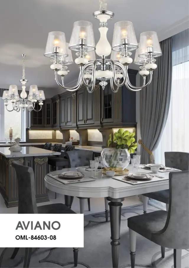 Люстра Omnilux OML-84603-08 AVIANO — хром, ракурс 3