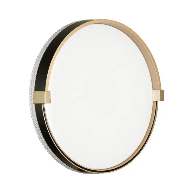 Потолочный светильник Sonex в стиле минимализм, белый пластиковый плафон, золотой металлический ободок