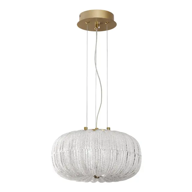 Подвесной светильник золотой Sonex ANGELO, полусфера из прозрачного акрила с имитацией стеклянной крошки, ракурс 3