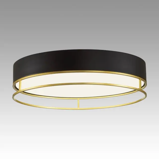 Потолочный светильник Sonex LOFTY с черным металлическим каркасом и золотым акриловым плафоном в стиле лофт, ракурс 4