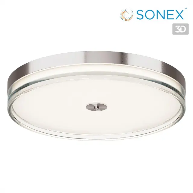 Потолочный светильник Sonex ETERNA с круглым белым акриловым плафоном и матовым никелевым ободком, ракурс 3