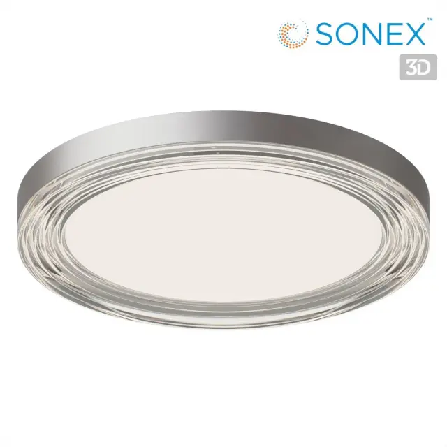 Потолочный светильник Sonex в минималистичном стиле с матовым никелевым ободком и белым акриловым плафоном, ракурс 3