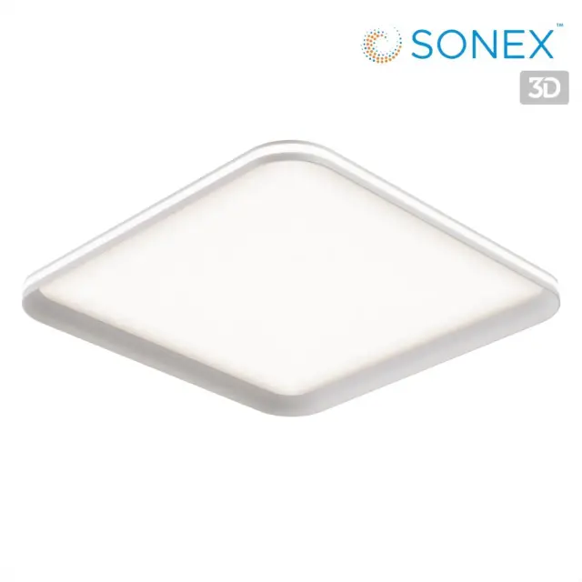 Потолочный светильник Sonex белый, квадратный рассеиватель из матового пластика, минималистичный дизайн, ракурс 5