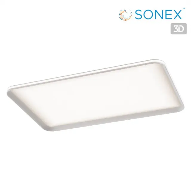 Потолочный светильник белого цвета Sonex с прямоугольным матовым пластиковым рассеивателем, ракурс 4