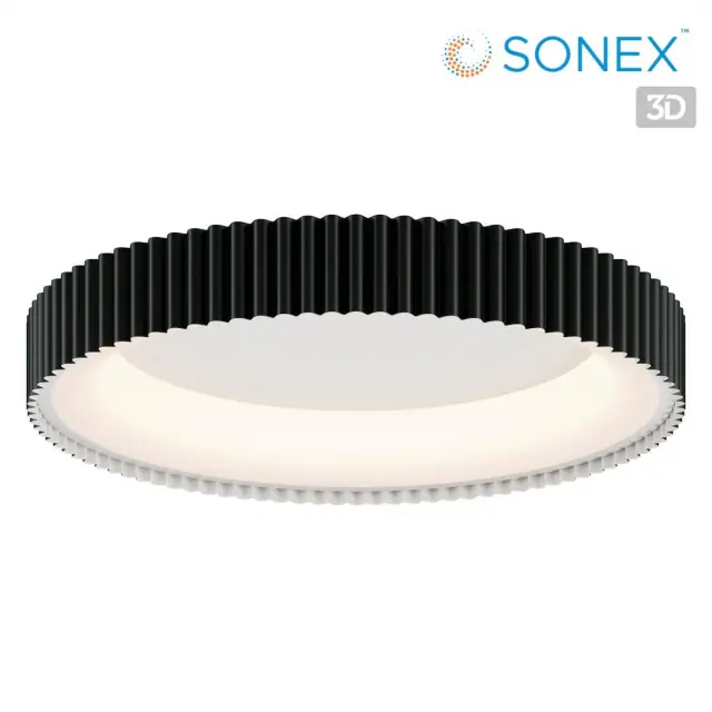 Потолочный светильник Sonex матовый черный из металла и акрила с плисированным ободком, диаметр 500 мм, ракурс 4