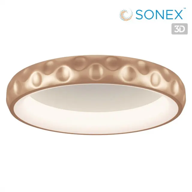 Потолочный светильник Sonex LACUNA, золотой матовый металлический корпус с декоративным рельефом и белым рассеивателем, ракурс 4