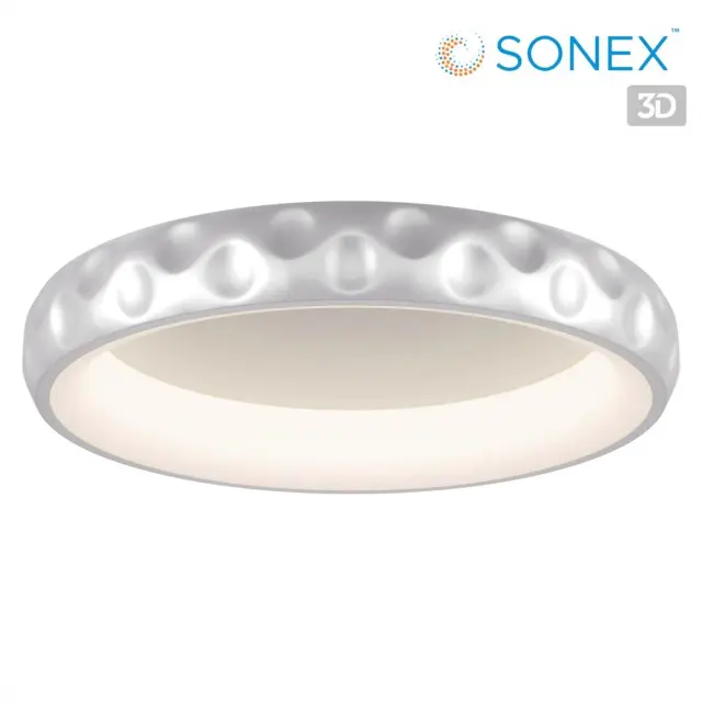 Потолочный светильник Sonex матовый серебряный, округлый плафон с декоративным рельефом по краю, ракурс 4
