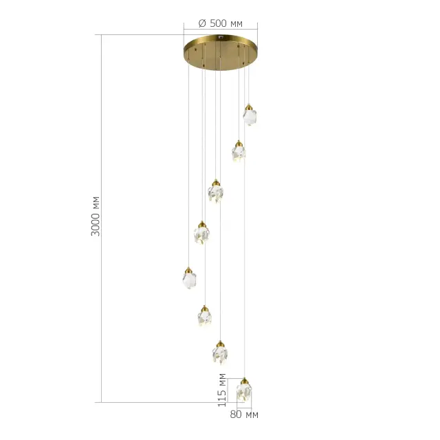 Светильник ST Luce SL6114.203.08 КАСКАТО — золотой, ракурс 3