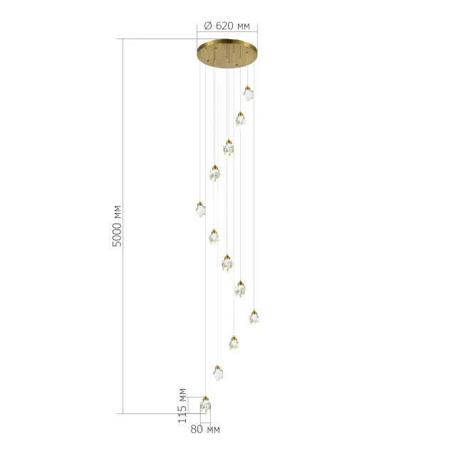 Светильник ST Luce SL6114.203.12 КАСКАТО — золотой, ракурс 3