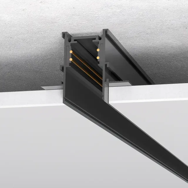 Шинопровод магнитный встраиваемый под ГКЛ 10 мм длина 3 м ST Luce ST004.439.00 СКАЙЛАЙН 48V — черный, ракурс 2